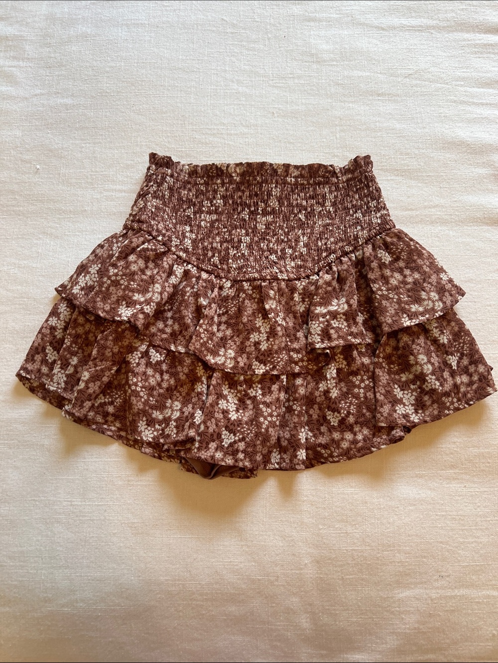 Altar’d State Women's Brown Floral Tiered Ruffle Skort